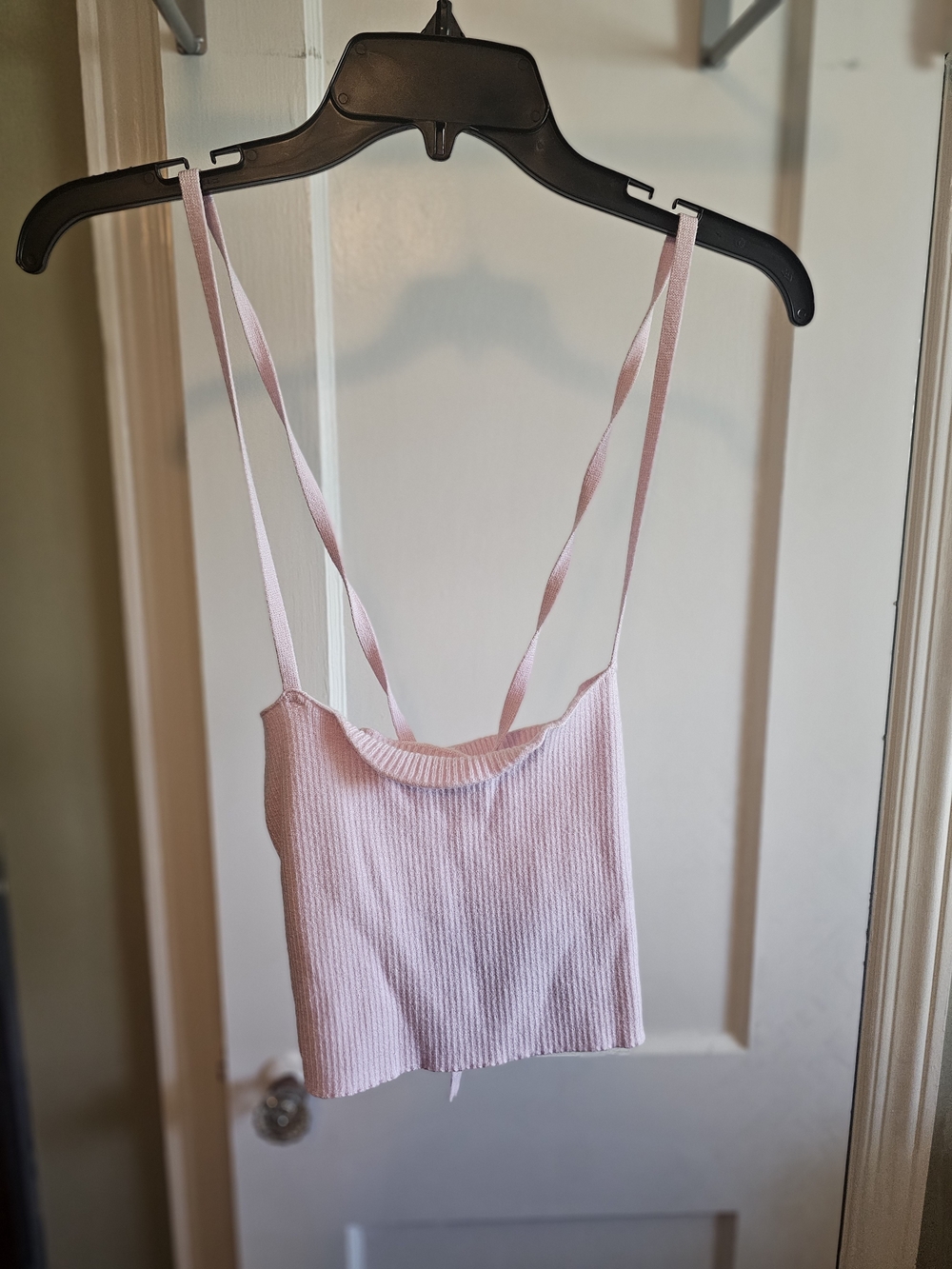 Light Pink Ribbed Crop Tank Top - Women